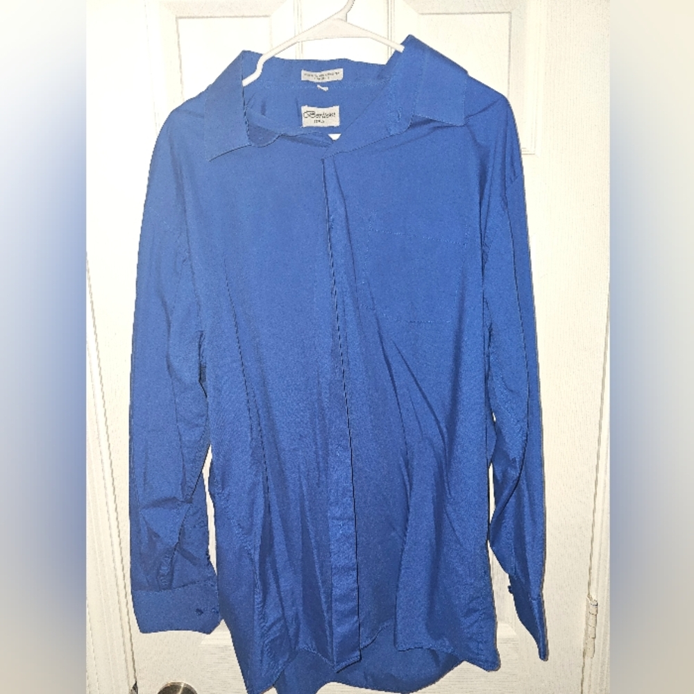 Mens Royal Blue Button-Up Dress Shirt